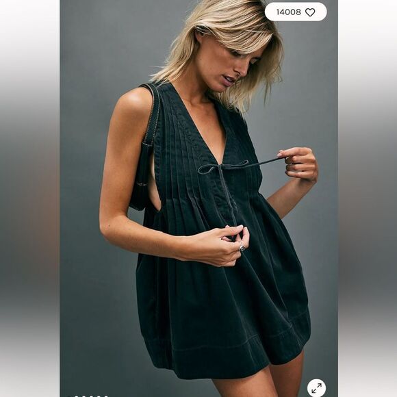 Free People Webster romper Black Sleeveless cotton one piece jumpsuit $128 XL - Picture 2 of 12